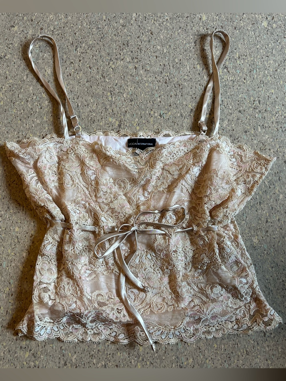 Moda International Cream Lace Tie-Waist Camisole